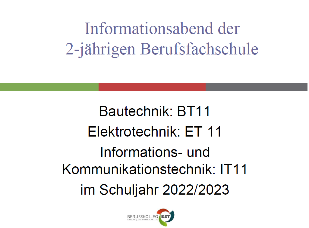 Infoabend der zweijährigen Berufsfachschulen Technik